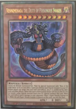 YuGiOh Vennominaga the Deity of Poisonous Snakes Collector's Rare 1st ANGU-EN041 - Image 1
