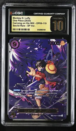 Monkey D. Luffy OP09-119 Sp Ver. Carrying On His Will One Piece CGC 10 Pristine - Image 1