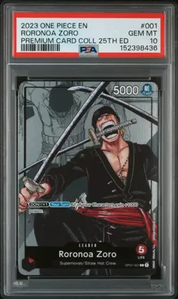 2023 ONE PIECE PREMIUM CARD COLLECTION 25TH EDITION #001 RORONOA ZORO PSA 10 - Image 1