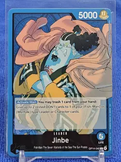 Bandai One Piece TCG Jinbe Leader Card OP14-040 The Azure Seas - Image 1