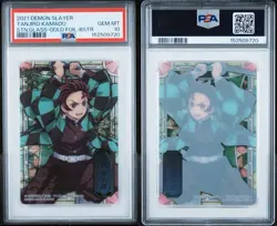 9720 CARDDASS DEMON SLAYER STAINED GLASS CARD GOLD BOOSTER TANJIRO KAMADO PSA 10 - Image 1