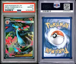 2025 POKEMON PFL EN PHANTASMAL FLAMES ULTRA RARE #109 MEGA CHARIZARD X EX PSA 10 - Image 3