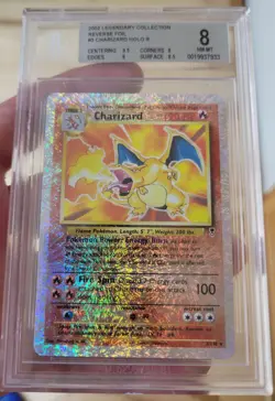 2002 Pokemon Legendary Collection #3 Charizard Reverse Foil Holo BGS 8 NM-MT TCG - Image 1