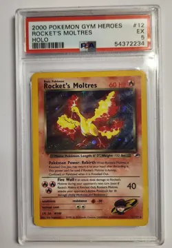 2000 Rocket's Moltres Holo - Pokemon Gym Heroes 12/132 - PSA 5 EX (Excellent) - Image 1
