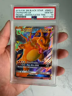 2019 POKEMON SM BLACK STAR PROMO HIDDEN FATES TINS #SM211 CHARIZARD GX PSA 10 - Image 1