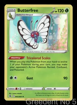 Butterfree 003/264 Holo Rare Fusion Strike Pokemon Holo Lightly Played - Image 1