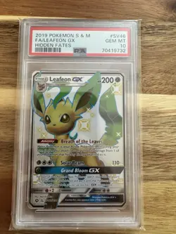 Pokemon 2019 Hidden Fates Shiny Vault Leafeon GX SV46/SV94 PSA 10 Holo Full Art - Image 1