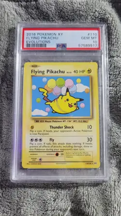 Pokemon Flying Pikachu Secret Rare Evolutions PSA 10 #110/108 2016 - Image 1