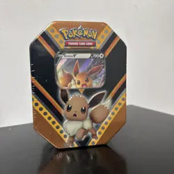 Pokemon TCG V-Powers Eevee Tin Factory Sealed - 🔥4 Sealed Packs & Promo - Image 1