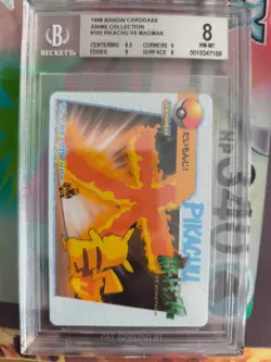 Pokemon Card Japanese Carddass Vending Anime BGS Beckett 8 Pikachu Vs Magmar - Image 2