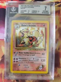 Pokemon Karte Card Blaine's Arcanine Arkani Gym Challenge Holo Beckett BGS 7 - Image 2