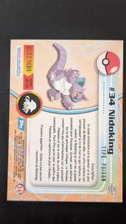 Carte Pokemon - Nidoking Topps #34 Holo Foil Brillante - FR NM - Image 2