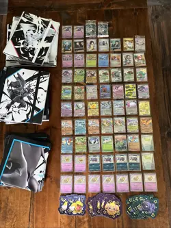 Huge Pokemon Lot Mew Espeon Gengar Pikachu Victini Ex Binder Poster Masterball - Image 1