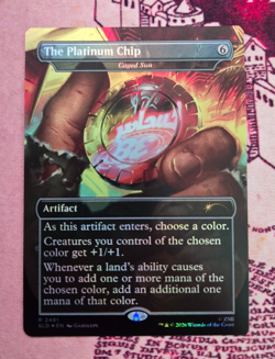 MTG Foil The Platinum Chip Caged Sun Borderless Fallout Secret Lair NM - Image 1