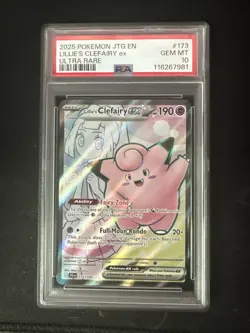 2025 POKEMON JTG EN-JOURNEY TOGETHER ULTRA RARE #173 LILLIE'S CLEFAIRY EX PSA 10 - Image 1