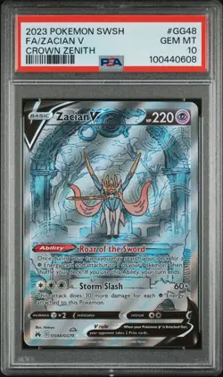 2023 POKEMON SWORD & SHIELD CROWN ZENITH #GG48 FULL ART/ZACIAN V PSA 10 - Image 1