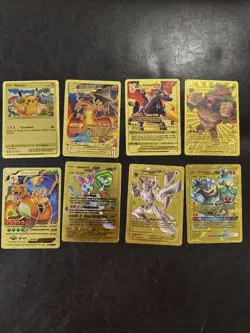Pokemon Pikachu Textured Gold Foil Fan Art Pokemon (lot Of 8 Cards) - Image 1
