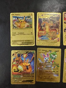 Pokemon Pikachu Textured Gold Foil Fan Art Pokemon (lot Of 8 Cards) - Image 2