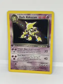 Pokemon TCG Dark Alakazam 1/82 1st Edition Team Rocket Holo Foil WOTC LP SWIRL - Image 1