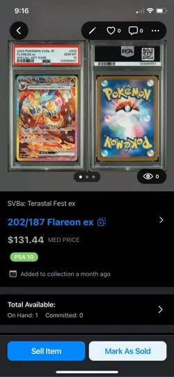 Pokemon SV8a Terastal Festival Flareon EX 202/187 SAR Holo JP PSA 10 - Image 3