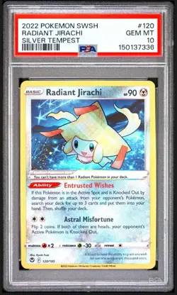 2022 Pokemon Sword And Shield Silver Tempest Radiant Jirachi #120 PSA 10 - Image 1