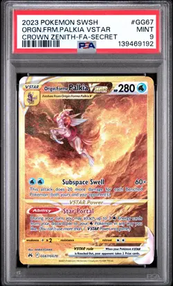 POKEMON SWORD & SHIELD CROWN ZENITH FULL ART/ORIGIN FORME PALKIA VSTAR PSA 9 - Image 1