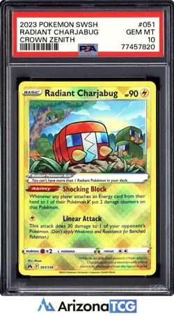 Pokemon 2023 Radiant Charjabug 051/159 Crown Zenith GEM MINT PSA 10 - Image 1