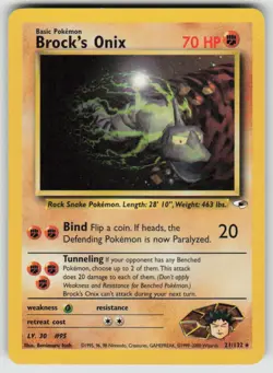 Brock's Onix 21/132 Rare Gym Heroes Pokemon Unlimited Moderately Played - Image 1