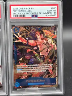 Luffy Sabo Ace WINNER One Piece 3rd Anniversary 3 Brothers PSA 10 Gem Mint - Image 2