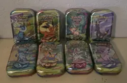 Pokemon TCG Prismatic Evolutions Full Set of 8 Sealed Mini Tins with Display - Image 2
