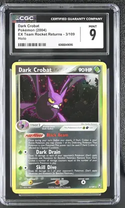 CGC 9 MINT Dark Crobat 2004 EX Team Rocket Returns 3/109 Holo Pokemon Card - Image 1