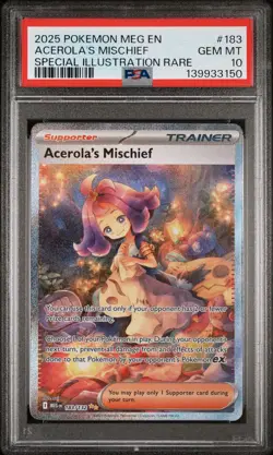 Acerolas Mischief Pokemon TCG Mega Evolutions Card 183/132 Sir PSA 10 - Image 1