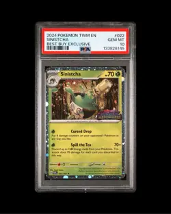 Pokemon TWM 022/167 - Stamped Best Buy Promo Sinistcha Cosmos Holo - PSA 10 - Image 1