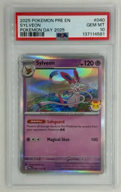 2025 POKEMON PRE EN SYLVEON POKEMON DAY 2025 #040 PSA 10 GEM MT - Image 1