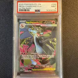 2025 POKEMON PFL EN-PHANTASMAL FLAMES ULTRA RARE #109 MEGA CHARIZARD X EX PSA 9 - Image 1