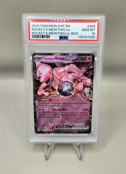 Team Rocket's Mewtwo ex 205 Holo Promo Scarlet & Violet Promo Pokemon PSA - Image 1