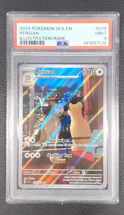 2024 POKEMON SFA EN-SHROUDED FABLE ILLUSTRATION RARE #078 PERSIAN PSA 9 - Image 1
