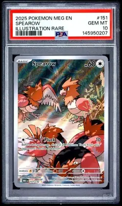 2025 POKEMON MEG EN-MEGA EVOLUTION ILLUSTRATION RARE #151 SPEAROW PSA 10 - Image 1