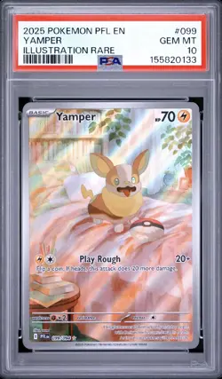 2025 POKEMON ME PHANTASMAL FLAMES PSA 10 YAMPER ILLUSTRATION RARE 099 - Image 1