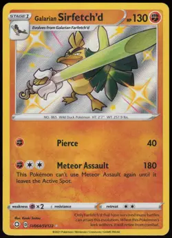 Galarian Sirfetch'd SV064/SV122 Rare Shiny Shining Fates Shiny Vault Pokemon - Image 1