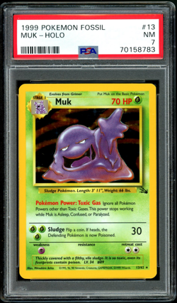 1999 MUK HOLO RARE POKEMON TCG PSA 7 NEAR MINT #13/62 FOSSIL - Image 1