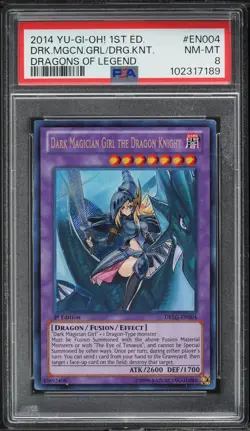 2014 Yu-Gi-Oh! Dark Magician Girl the Dragon Knight DRLG-EN004 Secret 1st PSA 8 - Image 1