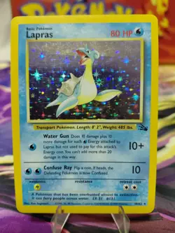 Pokemon TCG Lapras Fossil Holo Unlimited Rare Card 10/62 Vintage LP Wotc - Image 1