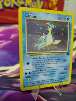 Pokemon TCG Lapras Fossil Holo Unlimited Rare Card 10/62 Vintage LP Wotc - Image 3