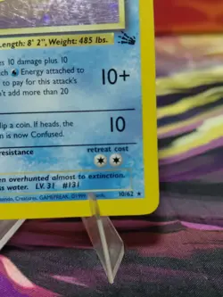 Pokemon TCG Lapras Fossil Holo Unlimited Rare Card 10/62 Vintage LP Wotc - Image 5