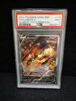 2021 Pokemon SWSH BSP Full Art Flareon V Prem. Coll. #179 PSA9 - Image 1