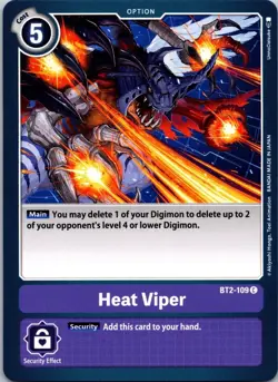 Heat Viper BT2-109 Purple Common Option Digimon CCG Card - Image 1