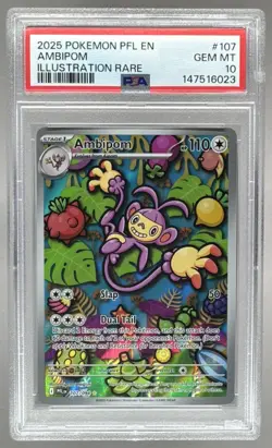 6023 Ambipom 2025 Pokemon Phantasmal Flames #107 Illustration Rare PSA 10 - Image 1