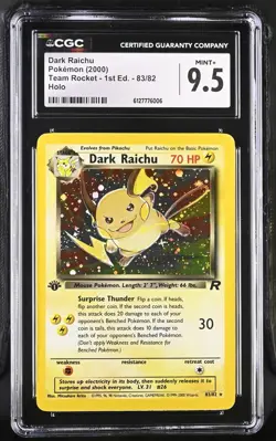 Dark Raichu Holo 1st Edition 83/82 Pokemon WOTC Team Rocket CGC 9.5 Mint+ - Image 1