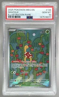 147516071 Shuckle 2025 Pokemon Mega Evolution #136 Illustration Rare PSA 10 - Image 1